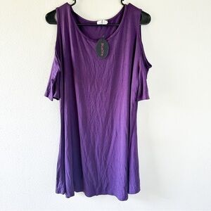 Blue Time Open Shoulder Purple Shirt SZ- 3XL